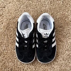 adidas Kids Black and White Suede Three-Stripe Sneakers